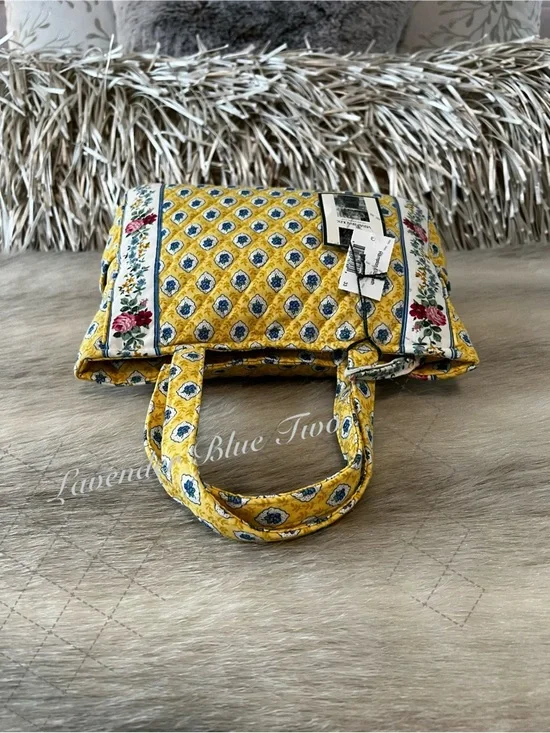 NEW Vintage VERA BRADLEY Elizabeth 1997 Hampton Zip Handles Yellow Blue Floral - Picture 9 of 14